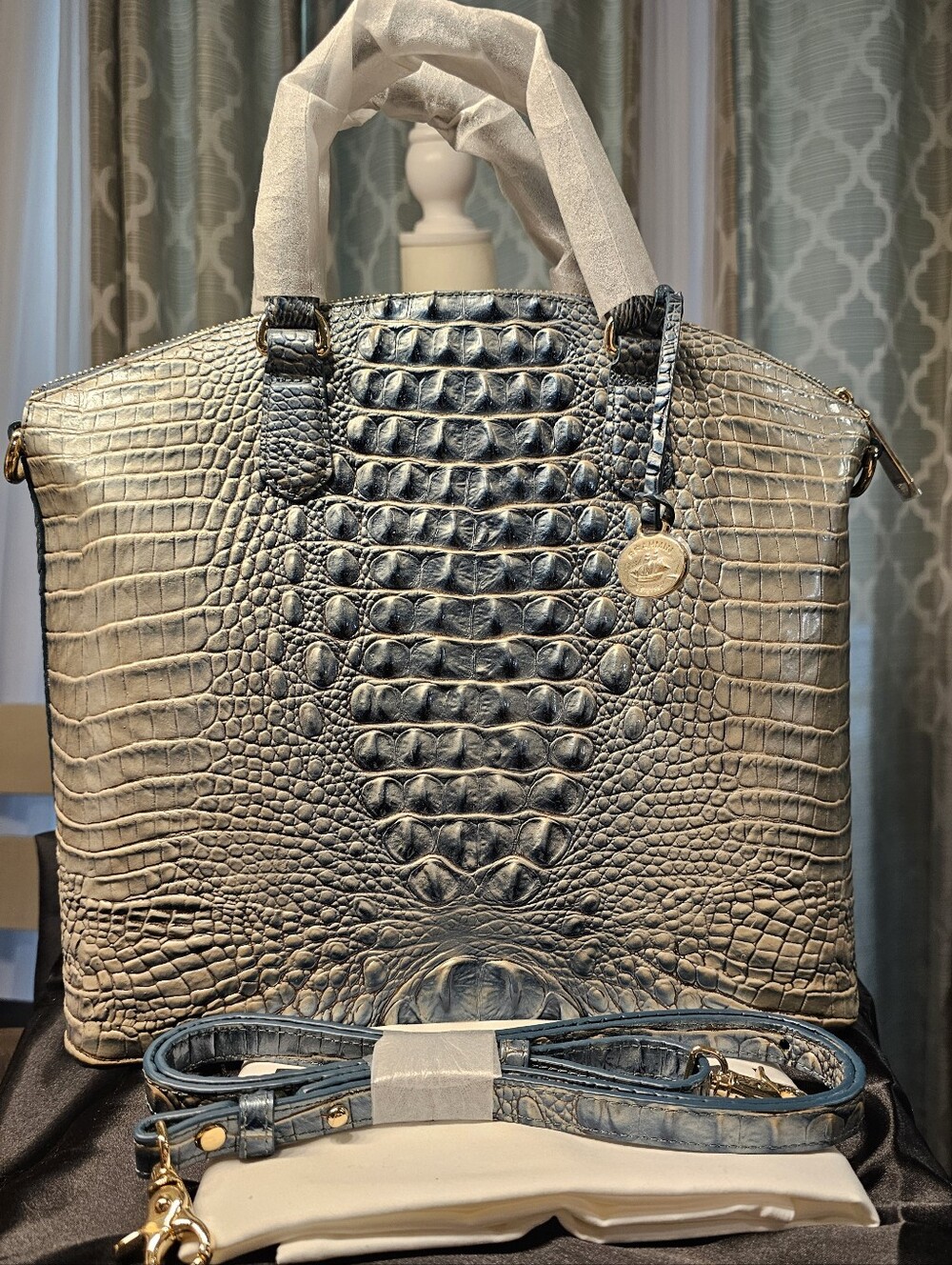 ✨ NWT Brahmin Large Duxbury Satchel Petrol Ombre Melbourne Leather + Dust Bag ✨